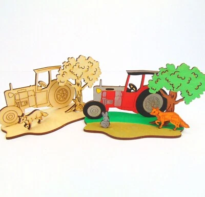 HOLZTEILCHEN KRUKOW Kreativset Traktor mit Fuchs Malen Basteln Verschenken Kindergeburtstag