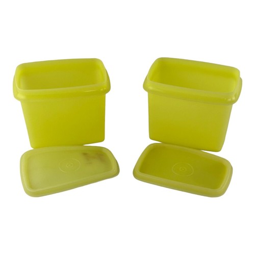 Vintage Tupperware Yellow Shelf Saver Storage Containers W/Lids 1243-4 Set Of 2 - Picture 15 of 17