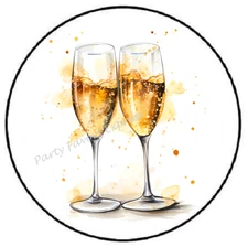 CHAMPAGNE GLASSES CHEERS CELEBRATION ENVELOPE SEALS LABELS STICKERS PARTY FAVORS