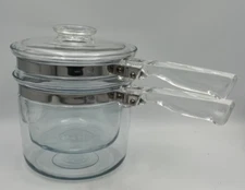 REDUCED Pyrex Flameware Glass DBL Boiler Stove Top Cooking Pot 6283 1.5QT w/Lid