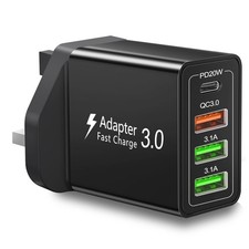 UK Travel Plug Adapter, 40W 4-Port UK USB Charger Ireland Plug Adapter USB Ch...