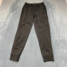 Adidas Sweatpants Mens Medium Black Fleece Lined 3-Stripes Athletic Tapered Leg