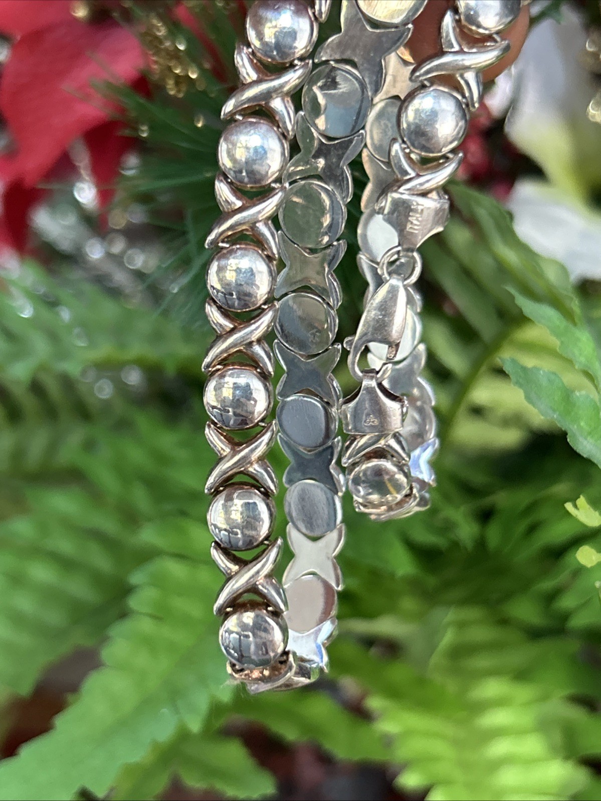 Sterling Silver X & O's Hugs & Kisses Necklace 16.5” 34Grams Italy 925