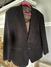 Chaps Men's Black Corduroy Sport Coat 48 Regular 2-Piece 2-Button Elbow
