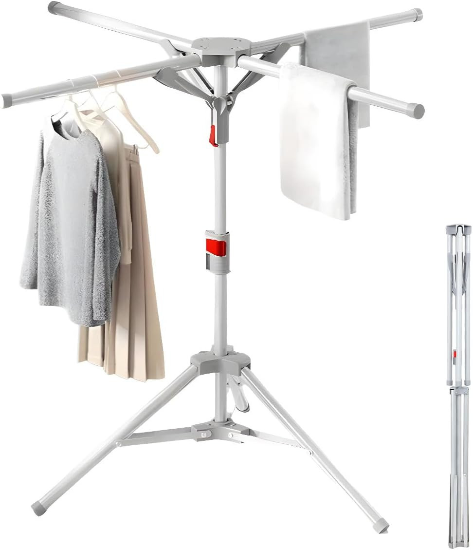 Stendibiancheria Da Pavimento,Stendino Pieghevole Con 4 Bracci per Hangers,Altez