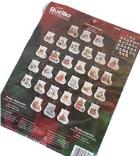 Bucilla counted cross stitch Christmas ornaments kit Little Stockings 30 pieces