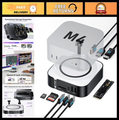 9-in-1 Mac Mini Dock, Dual 4K HDMI & DP, 10Gbps USB-C/A, SD/TF Card Reader