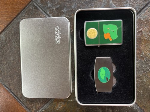 2002 Golf Zippo And Greenskeeper Ball Markers Kit In Metal Tin - Picture 2 of 21
