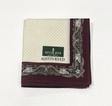 MEN HANDKERCHIEF VINTAGE ART WHILE RED PAISLEYS CLASSIC COTTON POCKET SQUARE 18  