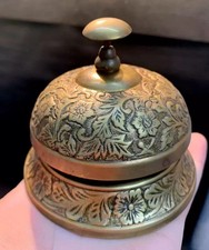 Tavolo scrivania campana antico vintage ottone servizio hotel bancone recepti...