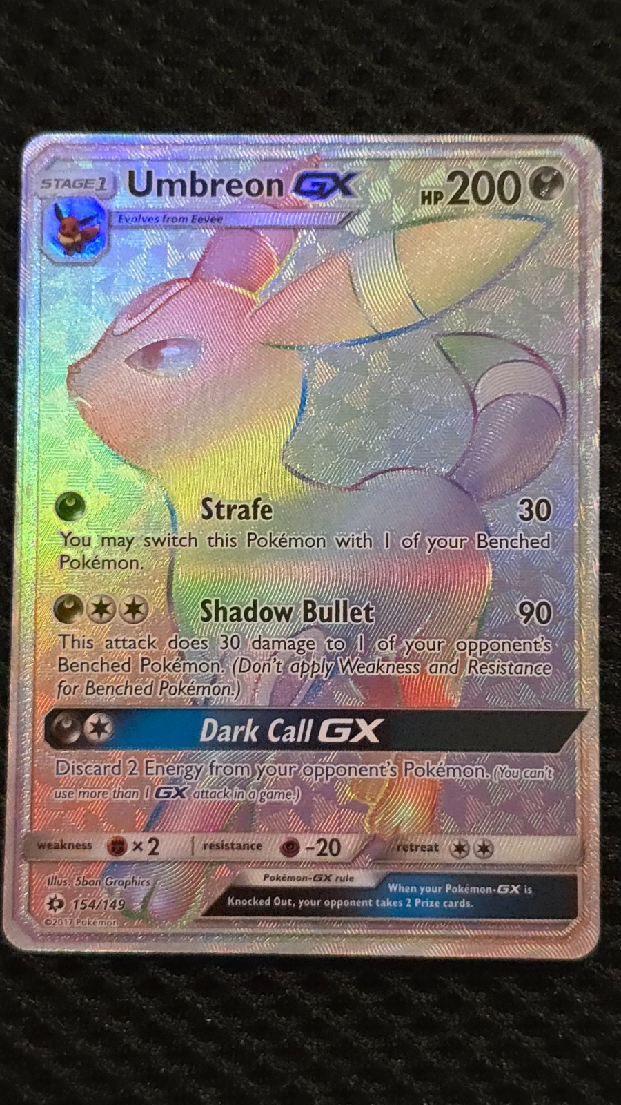 Umbreon GX (Secret) 154/149 S&M Base Set Holo LP/MP