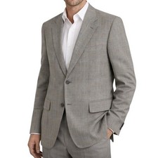 Vtg Polo University Club RL 44R Wool Blazer Jacket Gray Plaid USA Ivy Academia