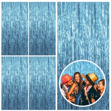 5 Pack Blue Backdrop Curtain Tinsel Streamers Ocean Themed Decor Party Decora...