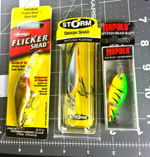 New Rapala  JSR-5  HTF,  Storm Smash Shad, and Flicker Shad Crankbaits 3 LOT  JP
