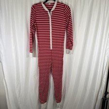 J. Crew Pajama Suit Women's Medium Medium Red Striped Button Up Long Sleeve