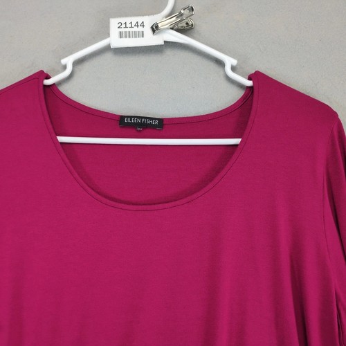 Eileen Fisher Magneta U-Ausschnitt Langarm Top Damen XL weich Strick Freizeit - Bild 10 von 10