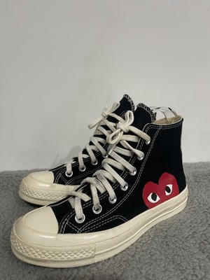 Converse Chuck Taylor Hi PLAY Comme Des Garcons Shoes Mens Size 4 Black Heart