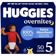 Huggies Overnites Nighttime Baby Diapers - Size 5-50ct:All-Night Protection Zone
