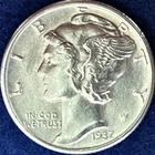 1937-P Mercury Silver Dime Nice BU