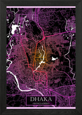 Dhaka Bangladesh Road Map Framed Wall Art Poster Canvas Print Picture