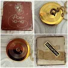 Antique Pocket Yo-Yo Toy 24K Gold Plated Original Box Charmore New York Paris
