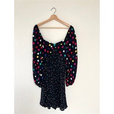 RIXO for Target Polka Dot Puff Sleeve Mini Dress Black Colorful Size 8