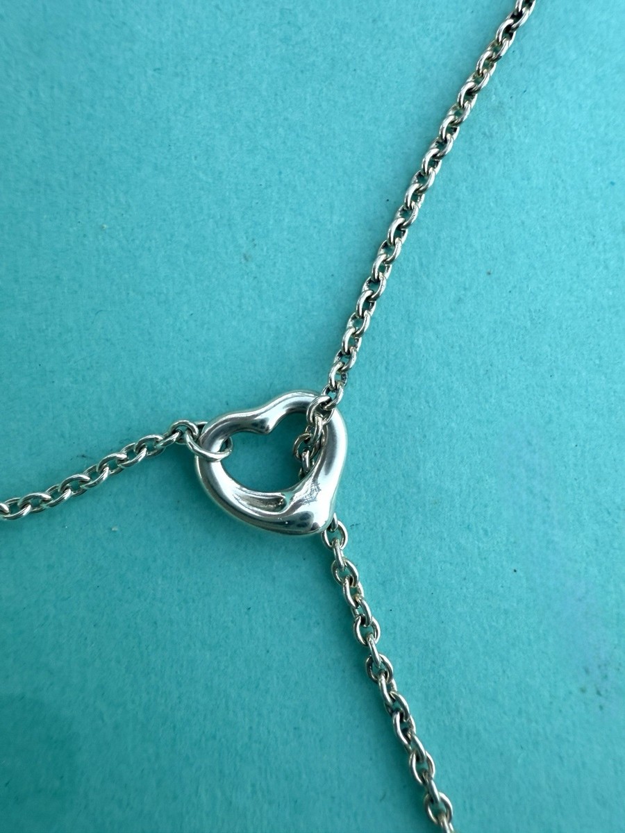 Tiffany & Co. Elsa Peretti Silver Toggle Open Heart Pearl Chain