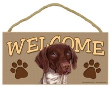 German Shorthaired Pointer Dog 5 x 10 Wood WELCOME SIGN Plaque USA Made