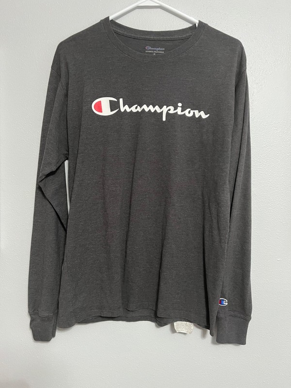 Champion long sleeve logo t shirt Size M Dark Grey