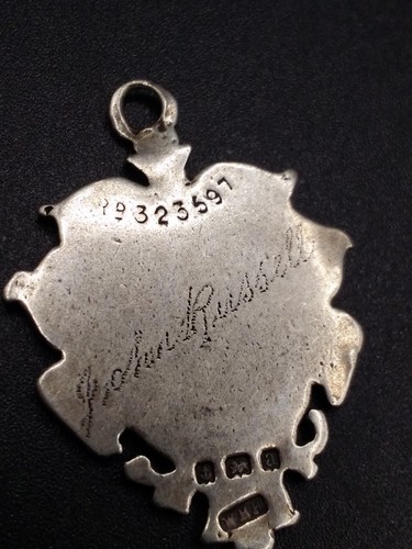 Vintage/Antique Silver Watch Fob Full Hallmarks Engraved John Russell - Picture 3 of 5
