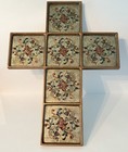 Vintage Robert M Weiss Reverse Painted Glass Wood Cross Ornate Floral Motifs 17" — photo 1