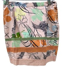 Vintage 90s MISSONI Floral Skirt Sz 42/6 Original Designer Peach Cotton Pockets