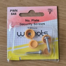Image of Number Plate Screws & Caps - Yellow - No.8 x 3/4in. - Pack of 2 - WOT-NOTS