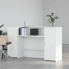 Reception Desk Front Counter Table White 180x50x103.5 cm Engineered Wood