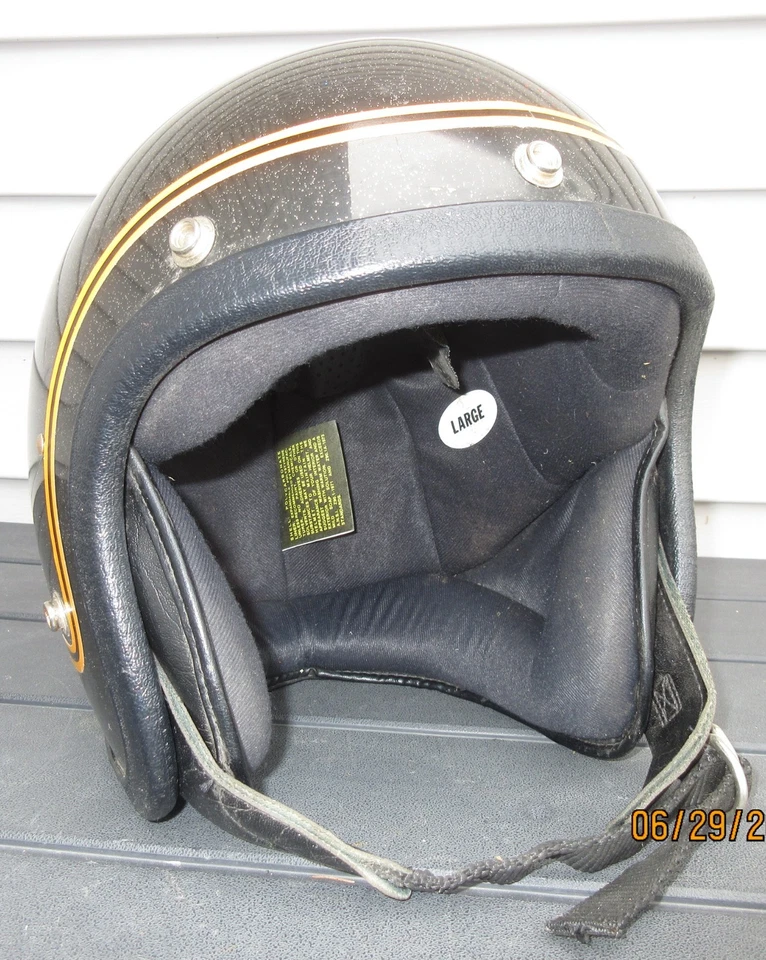 Vintage Ski Doo Snowmobile Helmet Black metal flake helmet with chin strap - Image 2 of 4