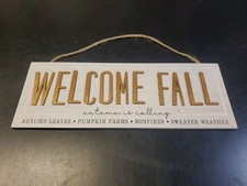 Welcome Fall Wooden Hanging Sign, Farmhouse Home Decor