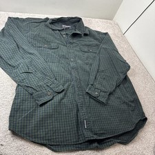 Abercrombie Fitch Shirt Mens LARGE Green BLUE Gingham Button Down Work Cotton