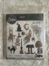 Tim Holtz FRIGHTFUL THINGS Thinlits Die Sizzix Spider Web Ghost Broom Halloween