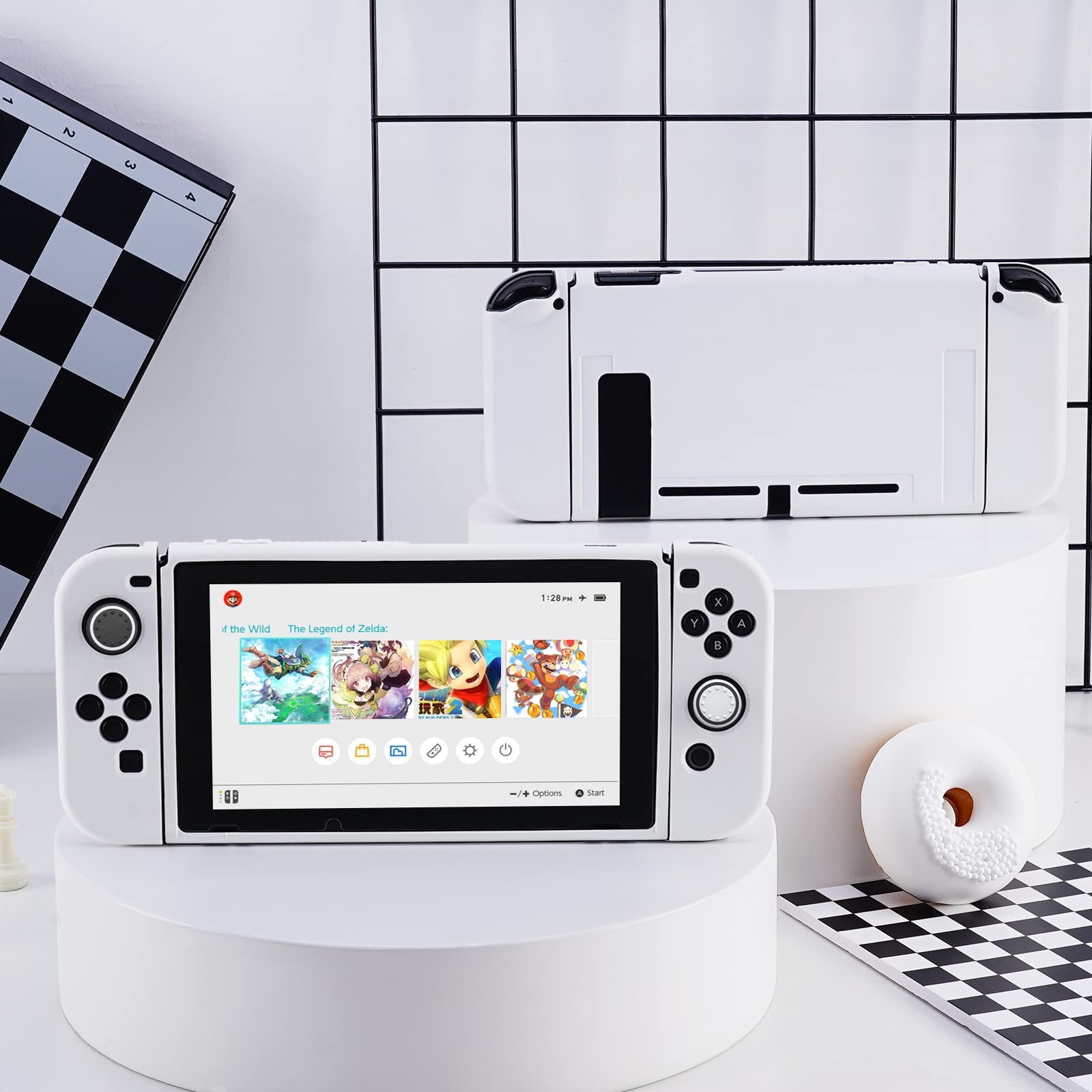 Étui Nintendo Switch Dockable Antichoc Transparent avec Grips de Pouce
