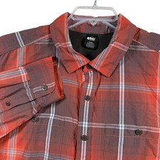 REI Co-op Hiking Shirt Mens Large Red Plaid Nylon Ripstop Roll Tab Ventilated