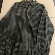 Van Heusen Charcoal Gray White Check Button-Down Men's Size Large 16-16 1/2