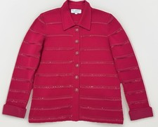 St. John Evening Red Sequin Embellished Stripes Buttons Jacket Blazer Sz 4