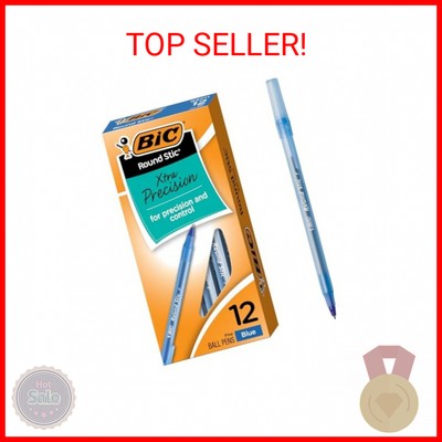 BIC Round Stic Xtra Precision Fine Blue Ballpoint Pens, Medium Point (0.8 mm), 1