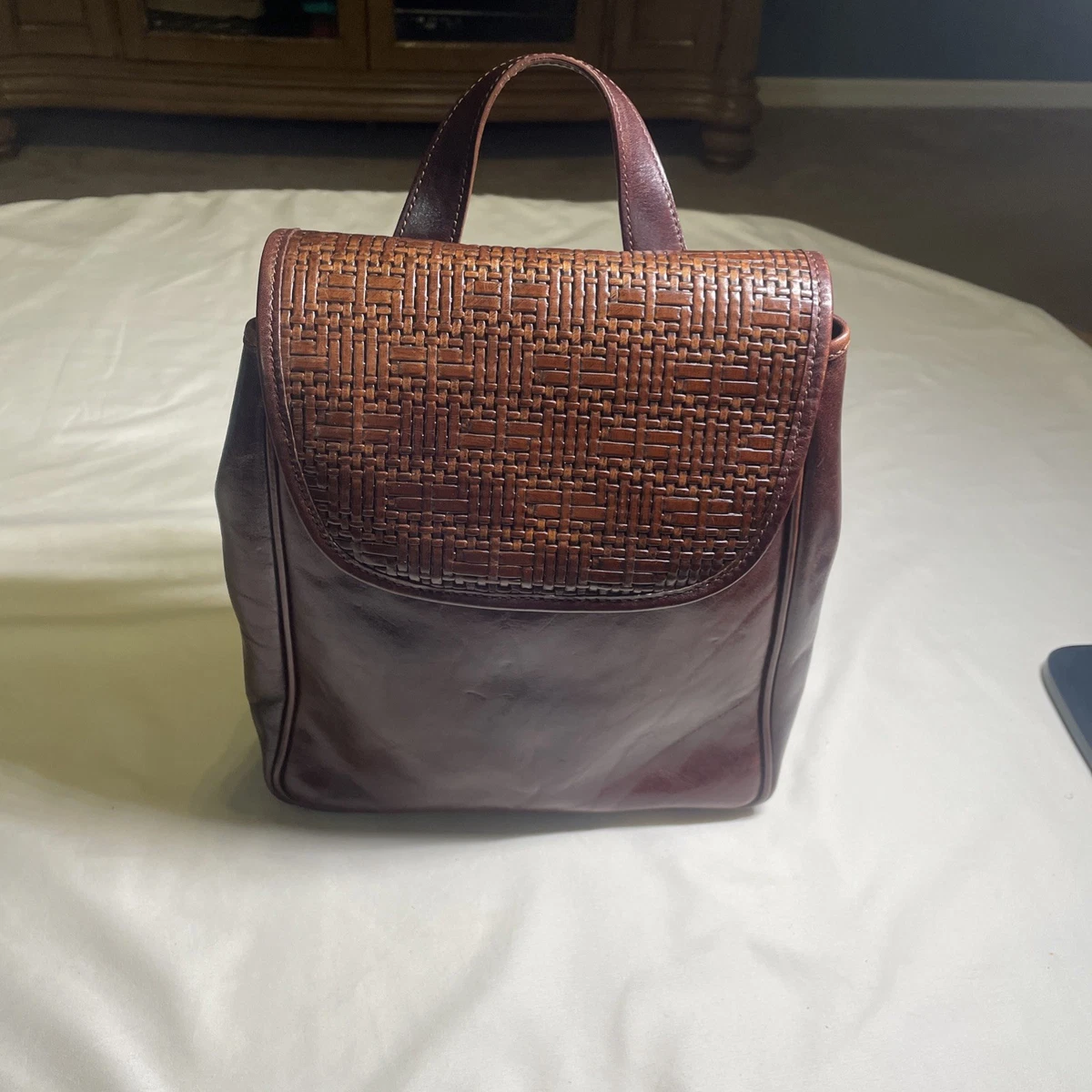 VINTAGE LEATHER BACKPACK BY BRAHMIN Dartmouth Black Leather Backpack | BRAHMIN main image 3