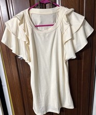 Ivory Ruffle Sleeves Blouse Woman  s Size medium