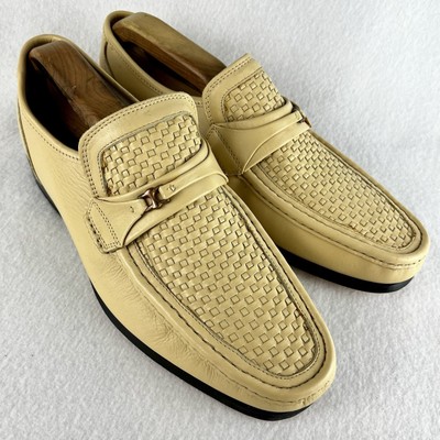 GATSBY VTG NOS Mason Diplomat 8.5EE cream leather woven horse bit loafer shoes