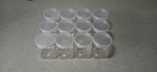 12 Pack of Square Clear Plastic Storage Jars with Lids 2 1/4  Wide x 3 1/8  Tall