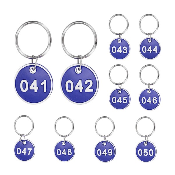 10 StüCk Nummernschilder 41-50, Aluminium ZahlenanhäNger FüR Key Tags, Blau-image