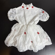 Vintage 80s Toddler Girl Size 2T White Frilly Fancy Lace Party Dress High Neck