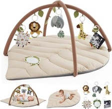 Baby Glide Baby Play Gym & Activity Mat, Leaf Shaped Baby Tummy Time Play Mat